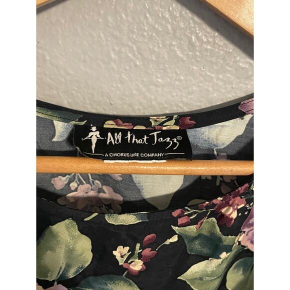 All That Jazz Dress Womens Small Black Purple Floral Sleeveless Cottagecore Y2K - Picture 2 of 7